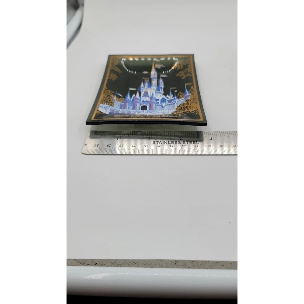 Vintage Walt Disney World Cinderella Castle Souvenir Glass Tray Trinket‎ Dish